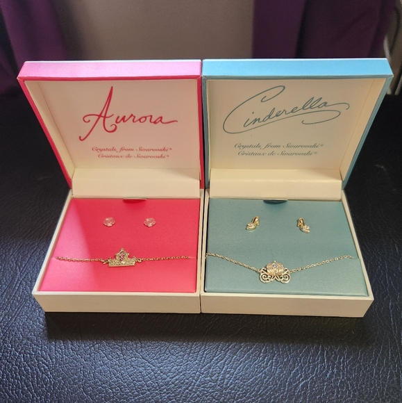 Disney Other - Disney Cinderella & Sleeping Beauty Aurora Bracelet and Earrings - Set of 2